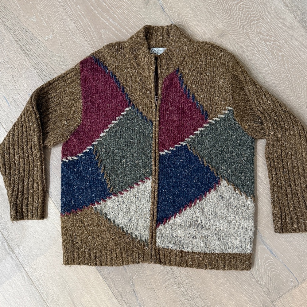 Vintage women’s sweater Cardigan full zip Dressbarn chunky size 14-16